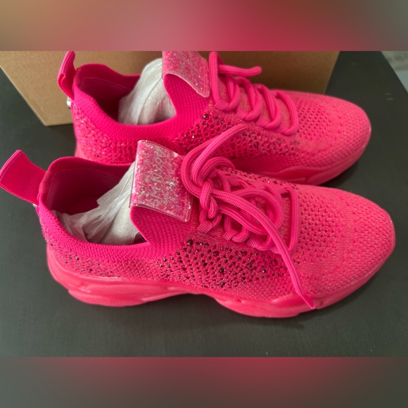 Steve Madden Girl’s Hot Pink Jserena Rhinestone Sz 3 Sneakers - Picture 6 of 8